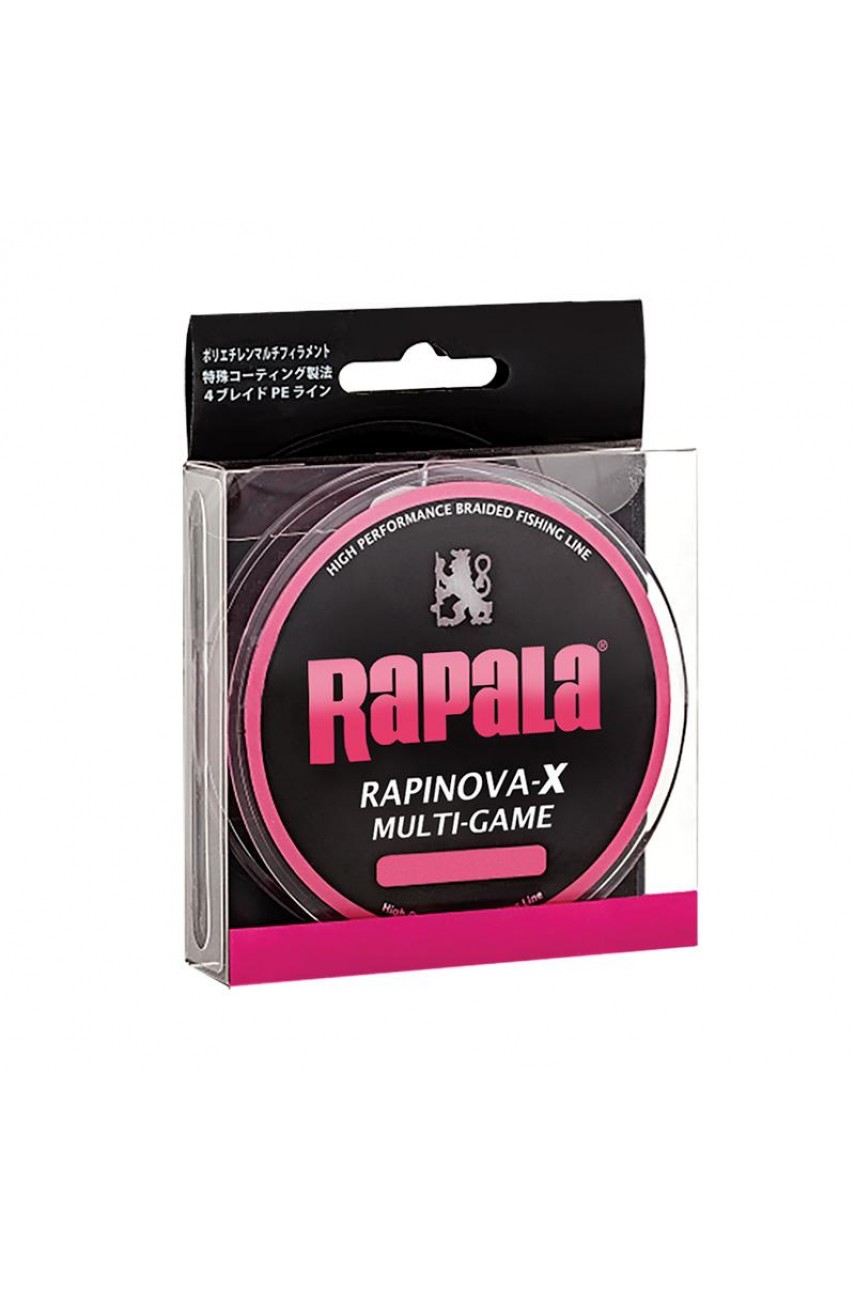 Леска плетеная RAPALA Rapinova-X MULTI GAME розовая 150 м #1.2/22.2LB/0.18 мм