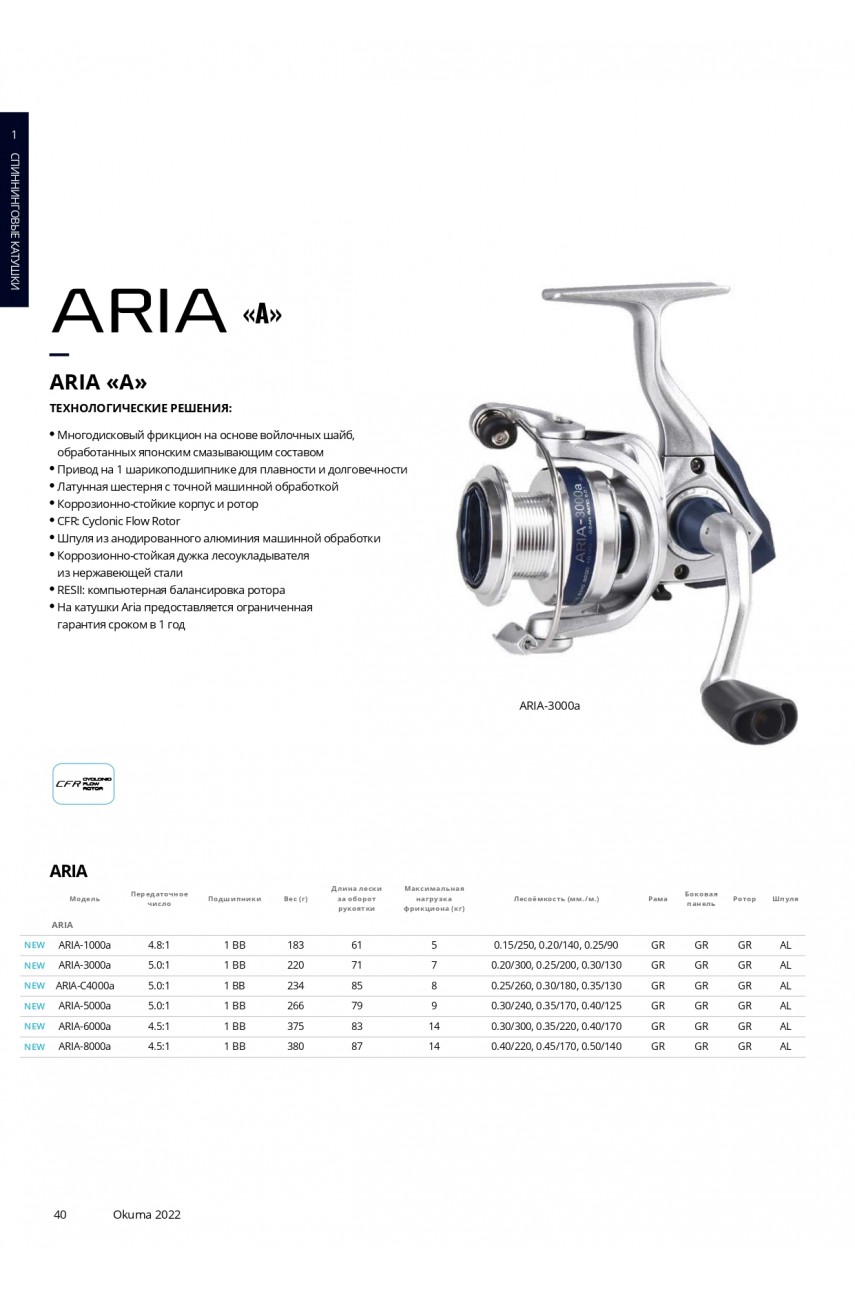 Катушка Okuma Aria C4000a модель ARIA-C4000a от OKUMA