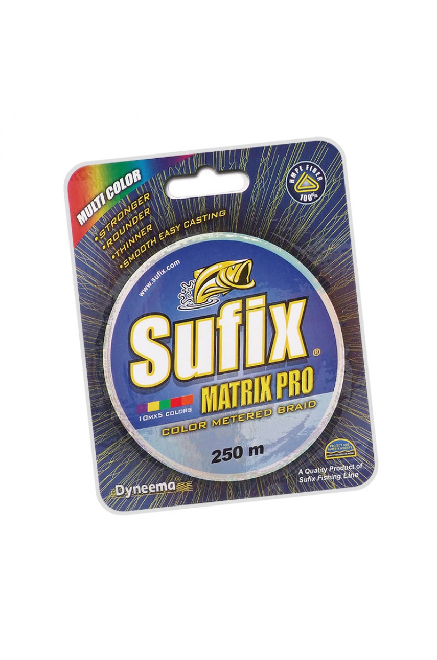 Леска плетеная SUFIX Matrix Pro разноцвет. 250 м 0.40 мм 45 кг модель SMP40M250RU от SUFIX