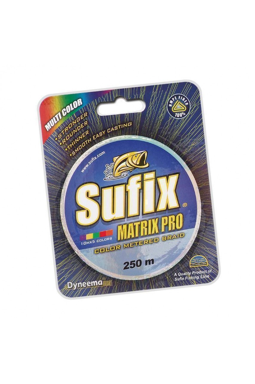 Леска плетеная SUFIX Matrix Pro разноцвет. 250 м 0.25 мм 22,5 кг