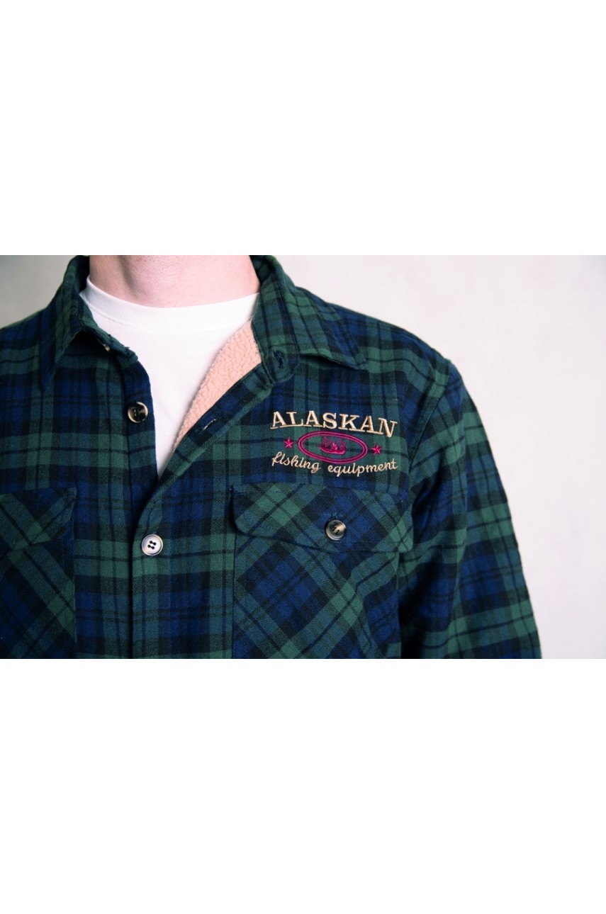 Рубашка с меховой подкладкой синяя клетка XXXL