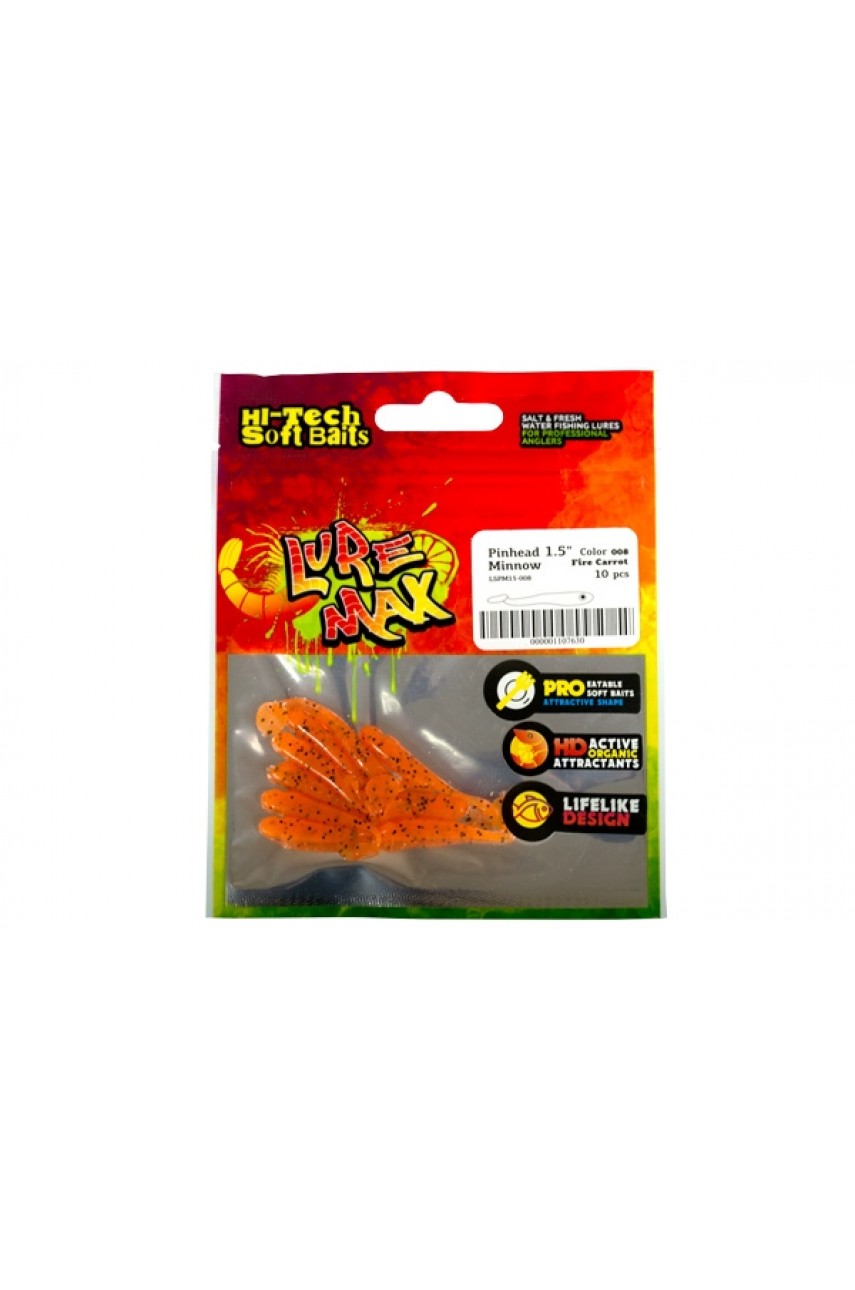 Мягкие приманки LureMax PINHEAD MINNOW 1,5''/3,5см, LSPM15-008 Fire Carrot (10 шт.)