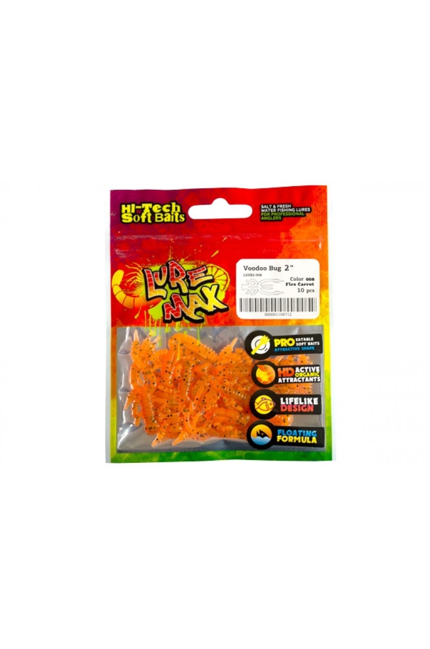 Мягкие приманки LureMax VOODOO BUG 2''/5см, LSVB2-008 Fire Carrot  (10 шт.)