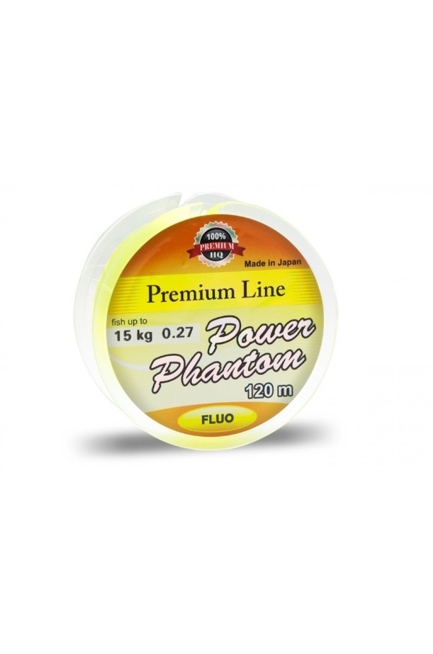 Леска Power Phantom Premium Line FLUO YELLOW 120m 0,18mm