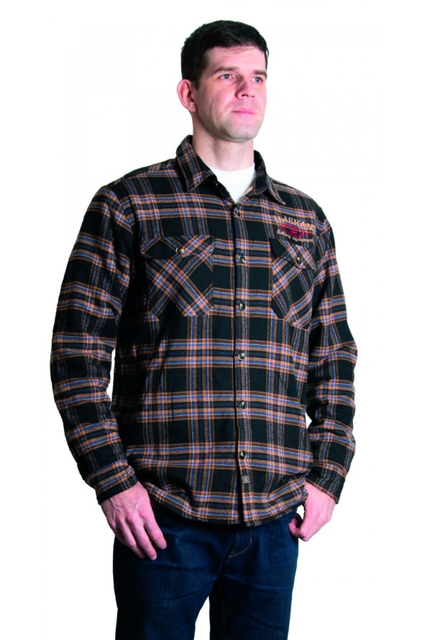 Рубашка с меховой подкладкой коричневая клетка L модель AFSBRCL от Alaskan