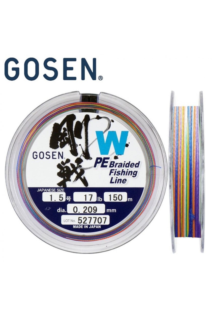 Шнур Gosen W4 braid 150м Multi Color #1.5 (0,209мм) 7,8кг.