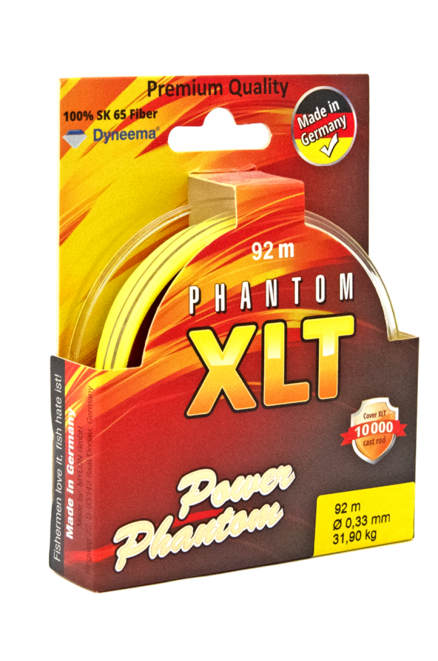 Шнур Power Phantom 4x, XLT, 92м, желтый, 0,22мм, 18,3кг