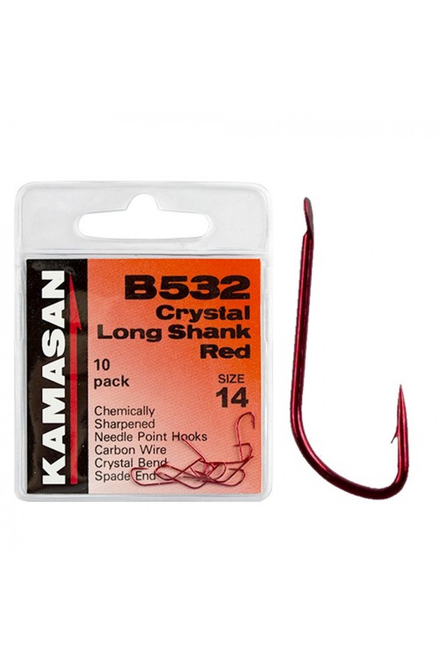 Крючки Kamasan B532-10 Crystal long shank red (10шт.)