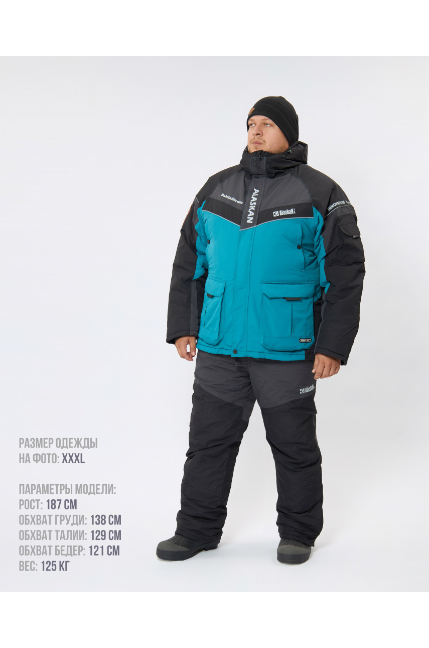 Костюм зимний Alaskan Dakota Stream XXXLS мор.волн/сер/черн (куртка+полукомбинезон) Костюм зимний Alaskan Dakota Stream XXXLS мор.волн/сер/черн (куртка+полукомбинезон)