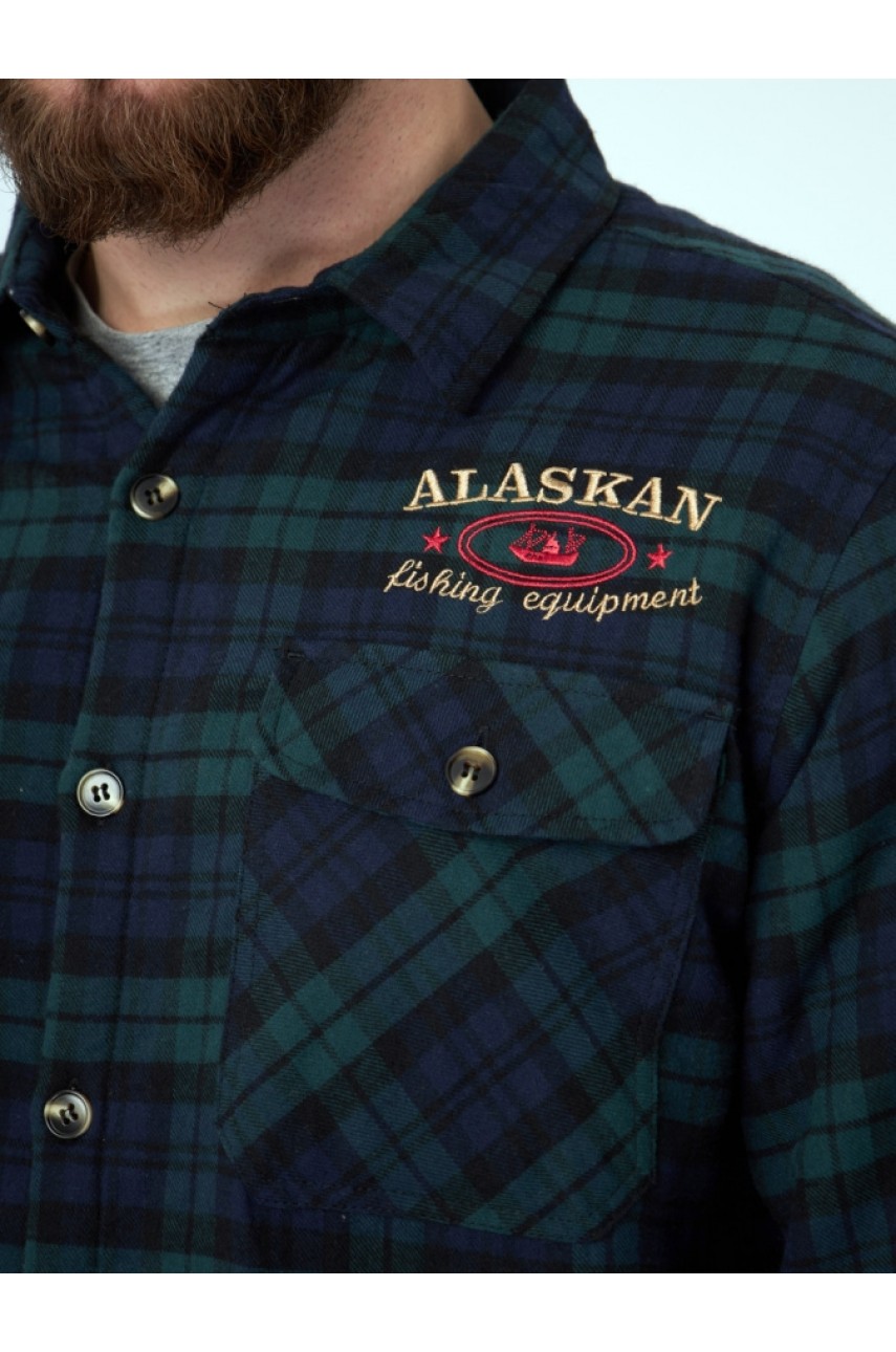 Рубашка с меховой подкладкой синяя клетка L модель AFSBLCL от Alaskan