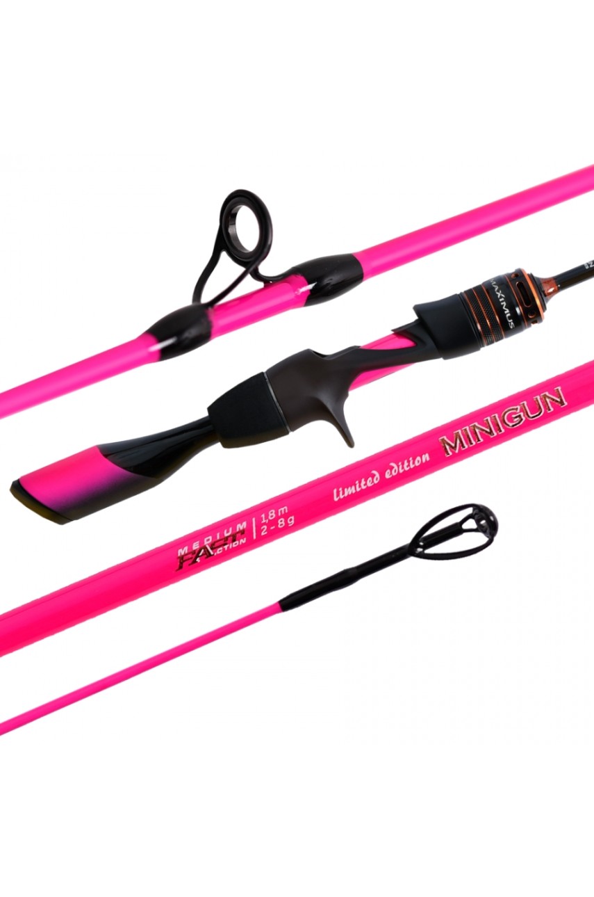 Удилище каст. Maximus MINIGUN C PINK LE 18UL 1,8m 2-8g  (top solid)