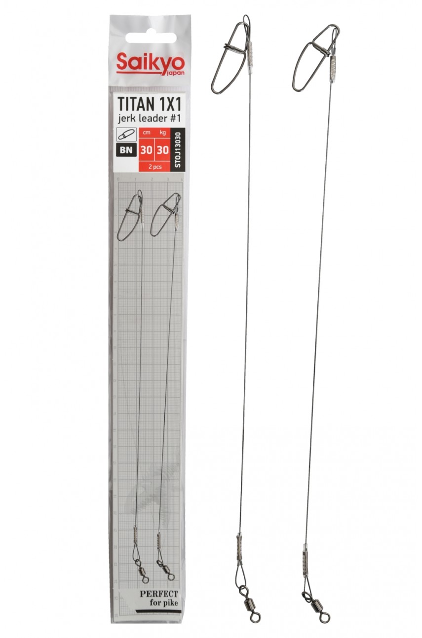 Поводок Saikyo Titan 1x1 Jerk №2 STOJ23030, 30кг/30см, 2шт Поводок Saikyo Titan 1x1 Jerk №2 STOJ23030, 30кг/30см, 2шт