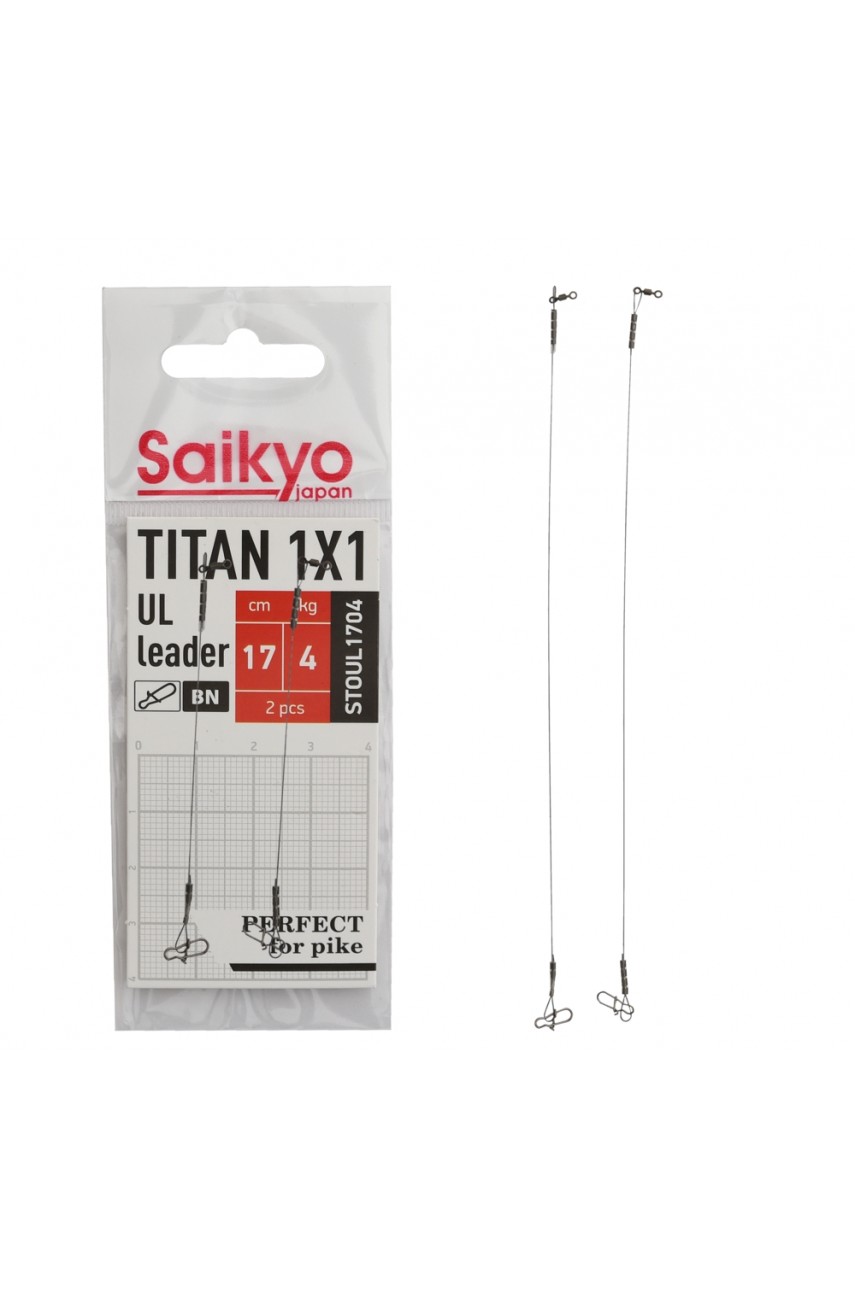 Поводок Saikyo Titan 1x1 UL STOUL1704, 4кг/17см, 2шт Поводок Saikyo Titan 1x1 UL STOUL1704, 4кг/17см, 2шт