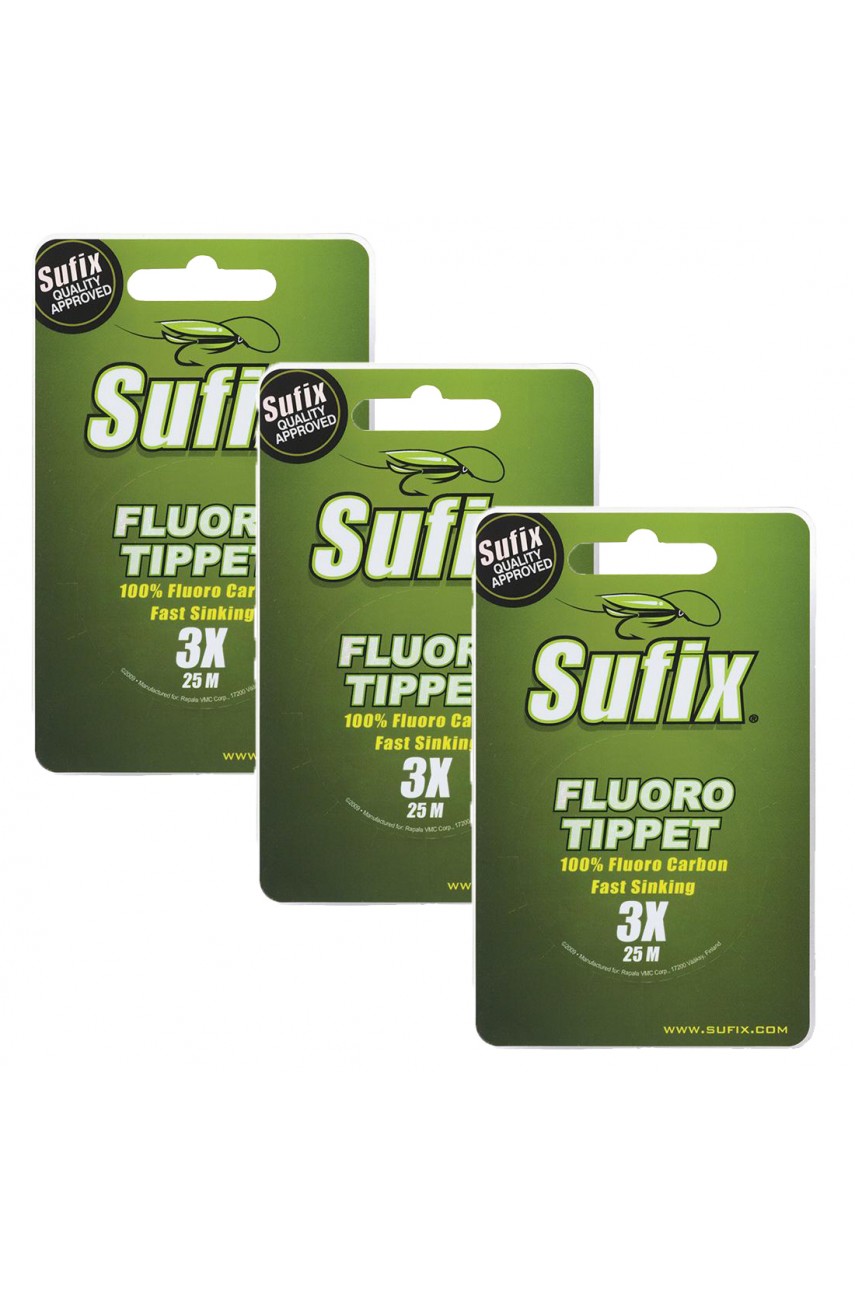 Комплект лесок SUFIX Fluoro Tippet прозрачная 25 м 0.203 мм 2,7 кг, 3 шт. модель DS1IL021024A3Fx3 от SUFIX