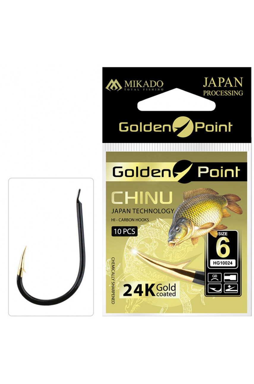 Крючки Mikado GOLDEN POINT - CHINU № 12 GB (с лопаткой) ( 10 шт.) модель HG10024-12GB от Mikado