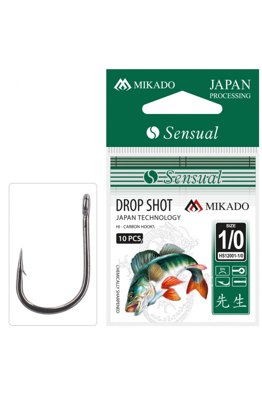 Крючки Mikado SENSUAL - DROP SHOT № 1/0 BN (с ушком) ( 10 шт.) модель HS12001-1/0 от Mikado