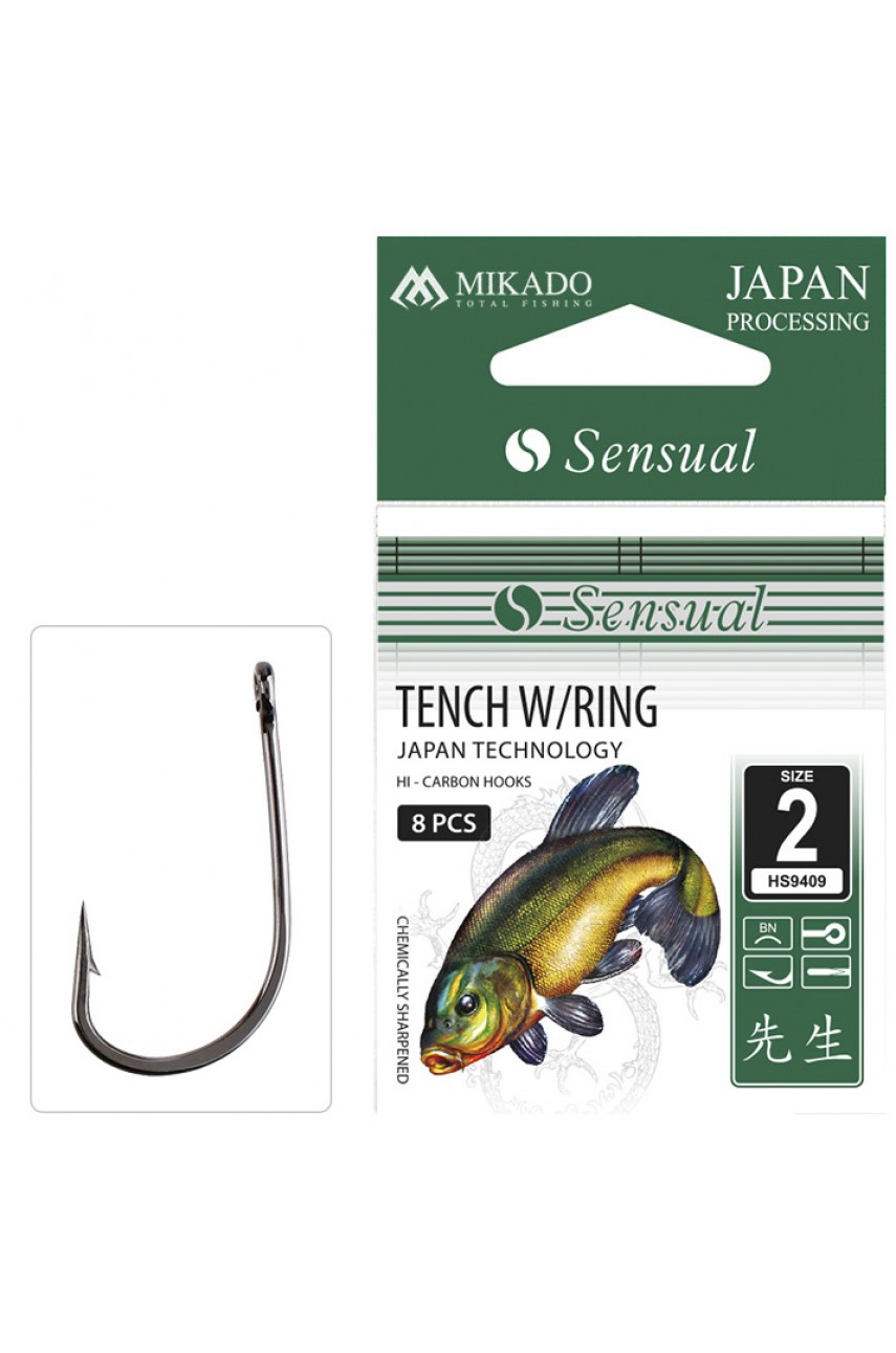 Крючки Mikado SENSUAL - TENCH W/RING № 8 BN (с ушком)( 10 шт.) модель HS9409-8B от Mikado