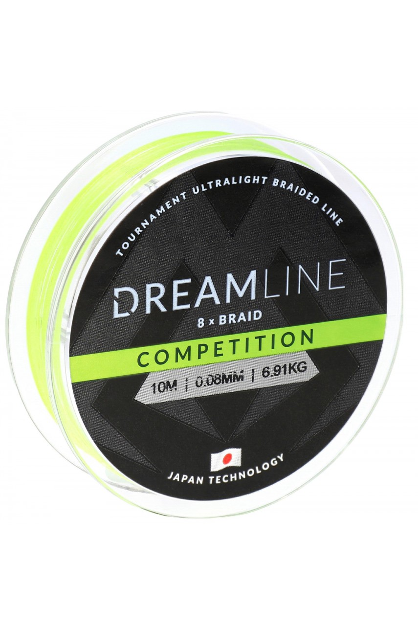 Плетеный шнур Mikado DREAMLINE Competition 0.18 fluo green (10 м) - 18.32 кг.
