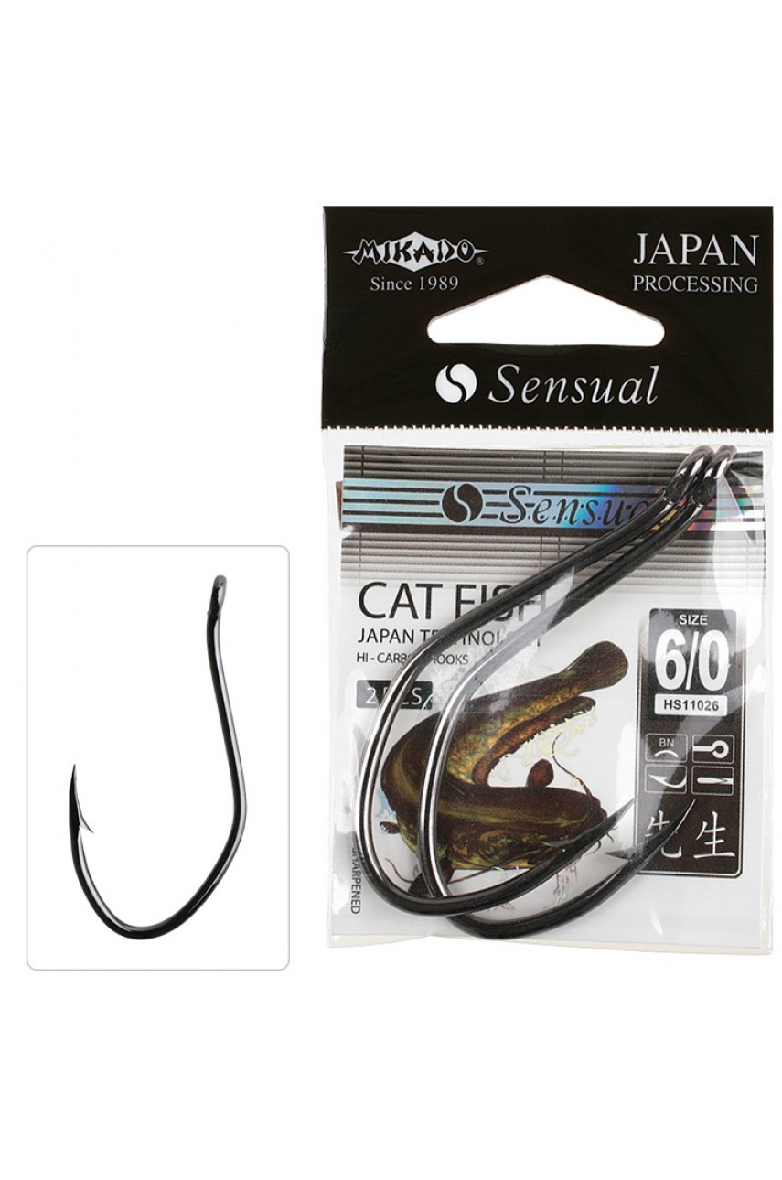 Крючки Mikado SENSUAL - CAT FISH № 2/0 BN (с ушком) ( 2 шт.) модель HS11026-2/0B от Mikado