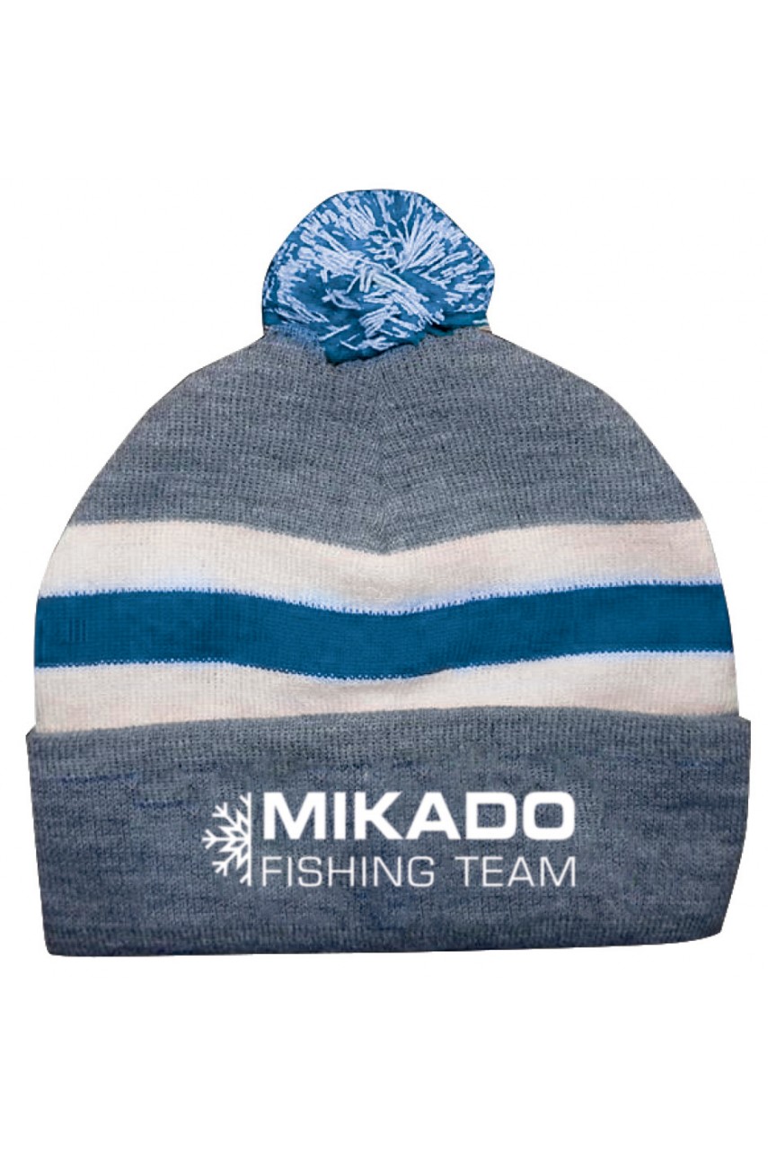 Шапка зимняя Mikado, бело-голубая вязанная, UM-UC005