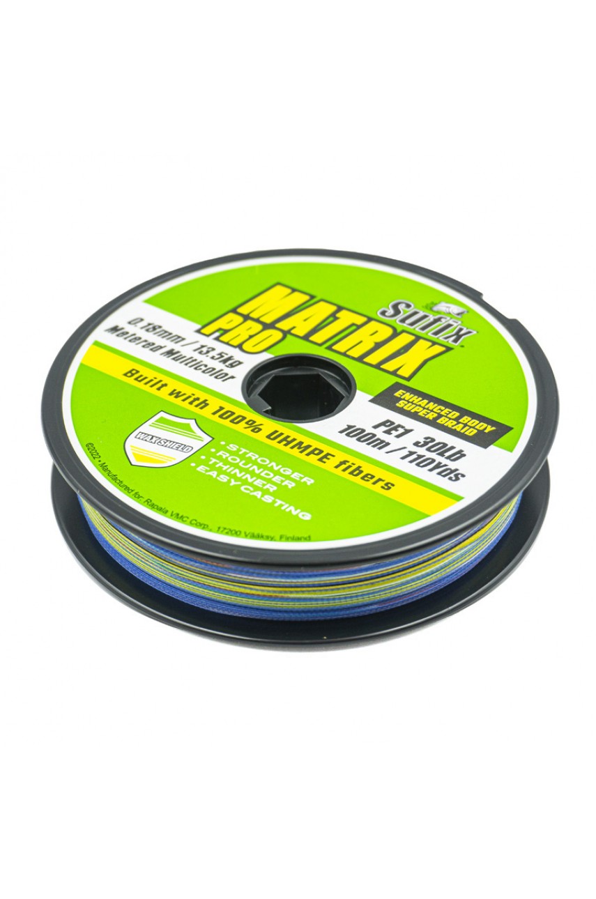 Леска плетеная SUFIX Matrix Pro x6 разноцвет. 100 м 0.40 мм 45 кг модель SMP40M100X6RU от SUFIX