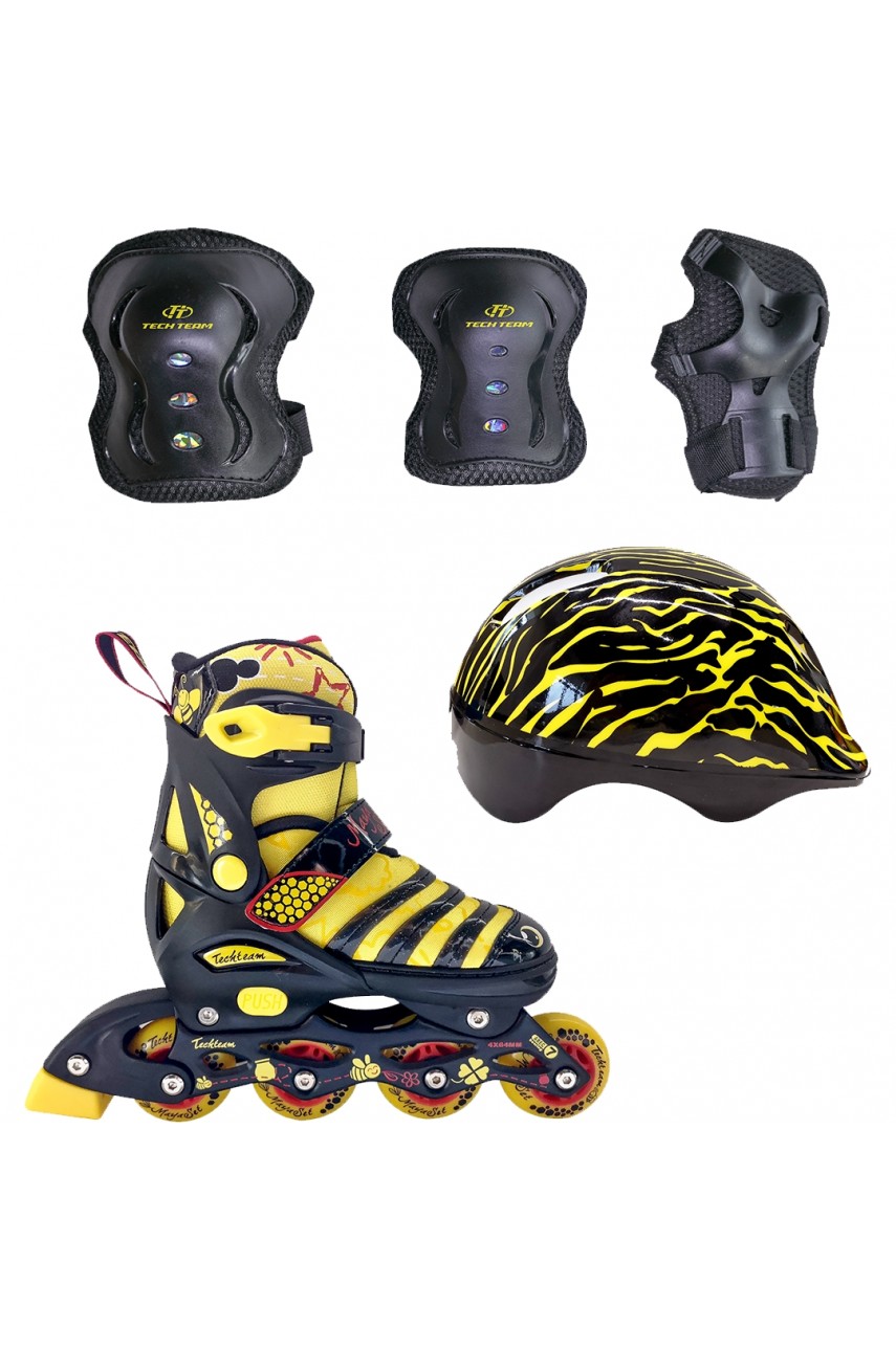 Набор роликовых коньков и защиты детский TECH TEAM MAYA SET черно-желтый, размер 30-33 NN004192