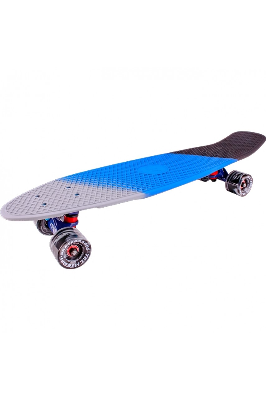 Скейтборд круизер TECH TEAM TRICOLOR 27' серый-синий-черный NN004199