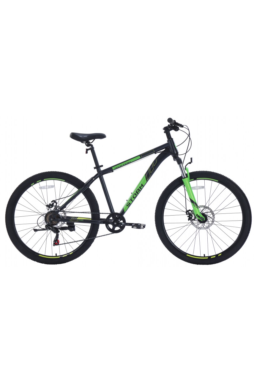 Велосипед TECH TEAM STORM 27,5'х17' чёрно-зелёный 2023 NN010446