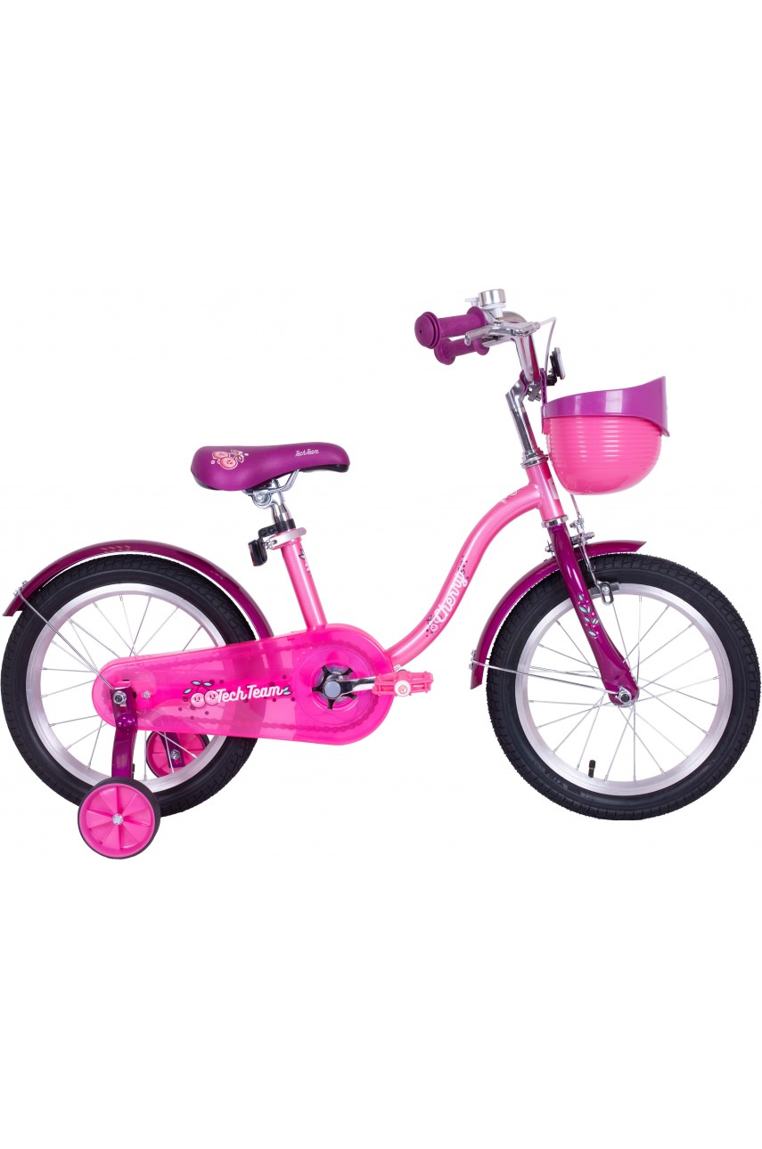 Детский велосипед TECH TEAM Cherry 14' розовый pink (сталь) корзина розовая NN013953