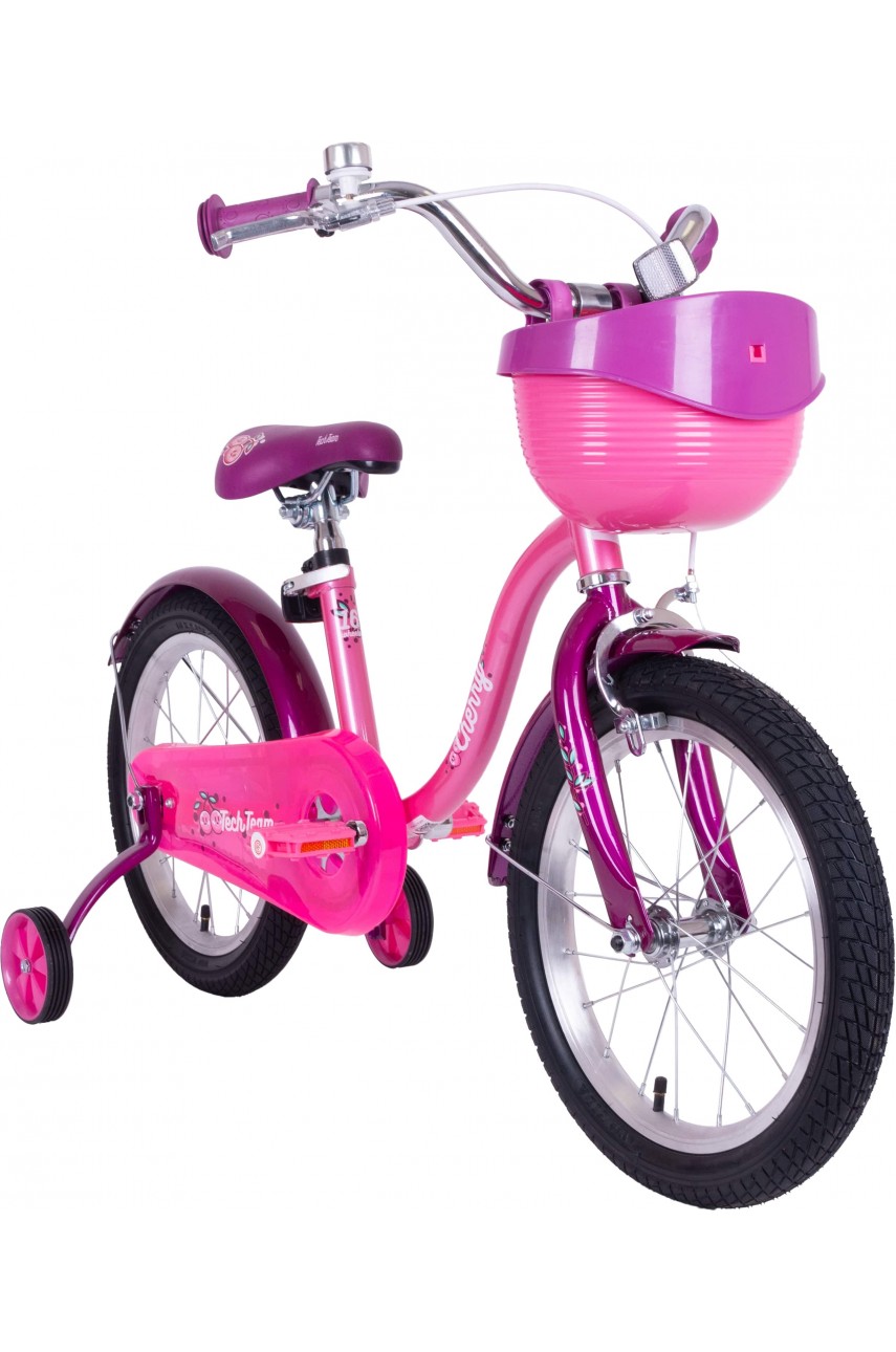 Детский велосипед TECH TEAM Cherry 14' розовый pink (сталь) корзина розовая NN013953