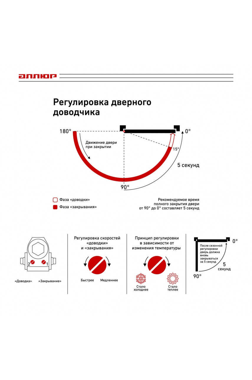 АЛЛЮР Доводчик дверной COMFORT ДД 168/3-5 A-S (до 120 кг) серебро RAL9006, морозостойкий