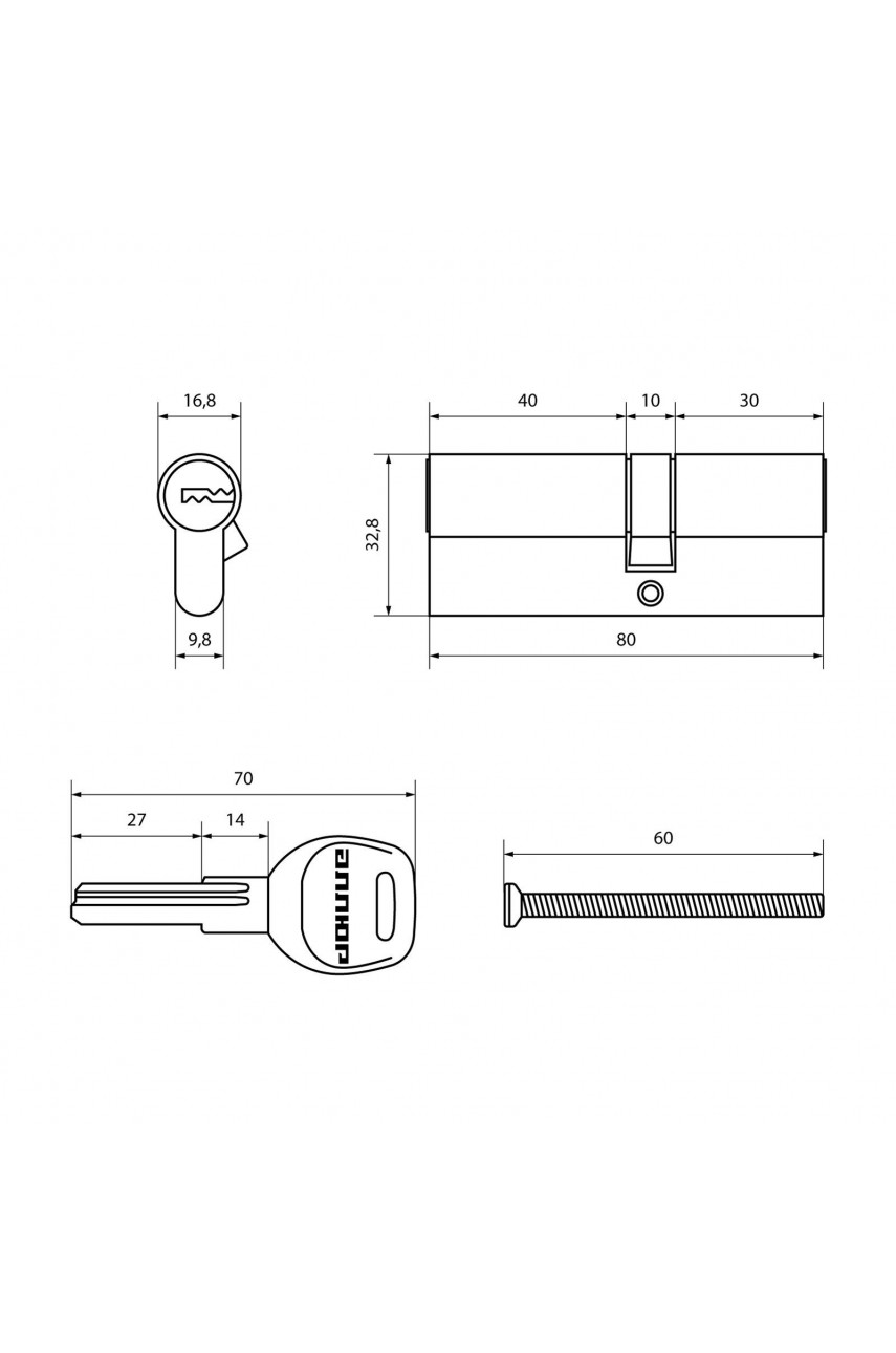 АЛЛЮР HD F 80-5К BP[30x10x40] (35x45) латунь перф.кл Цилиндровый механизм