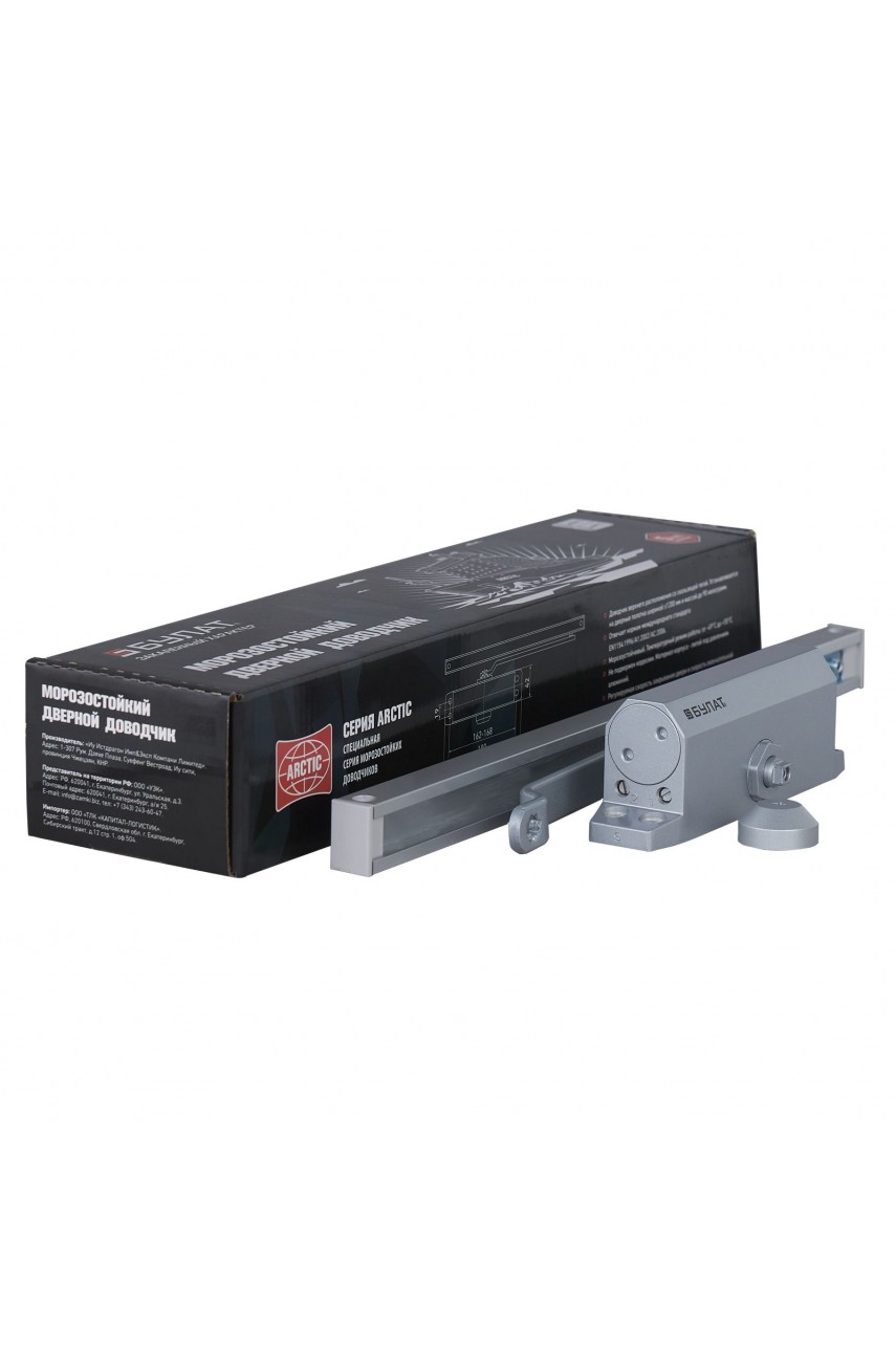 БУЛАТ Доводчик дверной ARCTIC ДД 502/4 AH-S (40-90 кг) серебро со скольз. тягой, морозостойкий