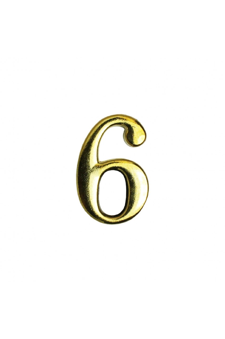 Цифра дверная АЛЛЮР '6' на клеевой основе  золото (600,20)
