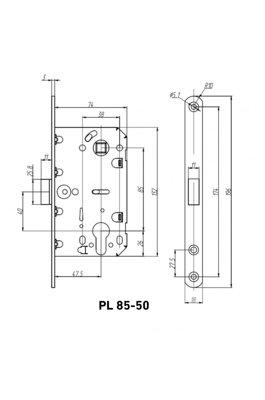 АЛЛЮР АРТ PL 85-50 BL (b2b) матовый черный без ц/м Замок врезной