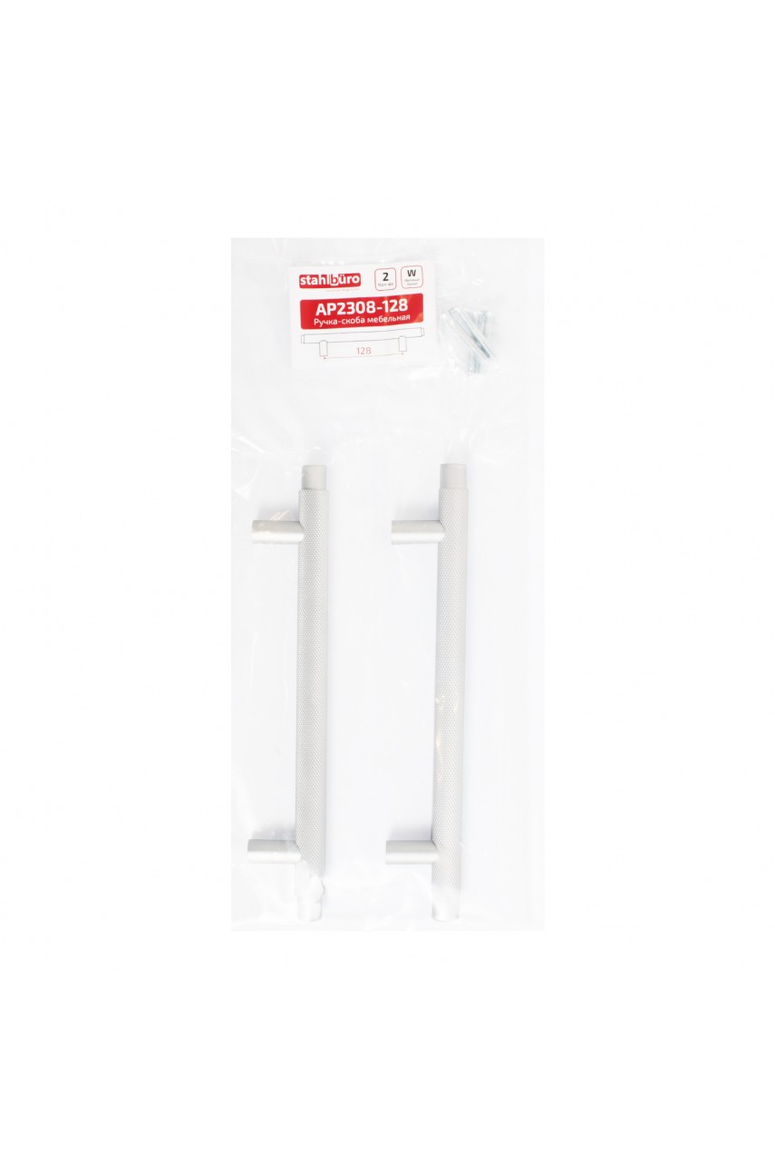 StahlBuro AP2308-128 2шт., W матовый белый хром. Ручка-скоба мебельная (15, 150)