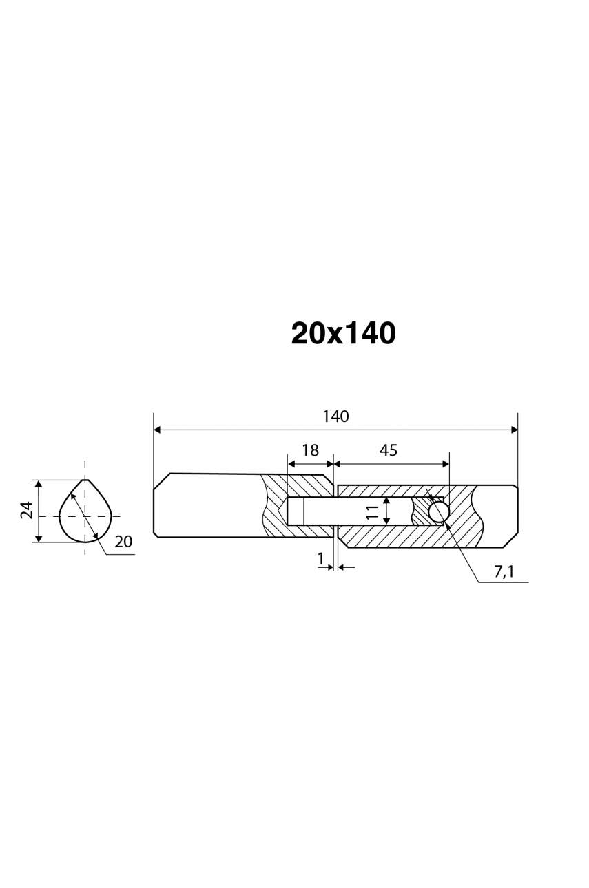 БУЛАТ 20х140 капл. с запрес. шариком шарнир-петля под сварку