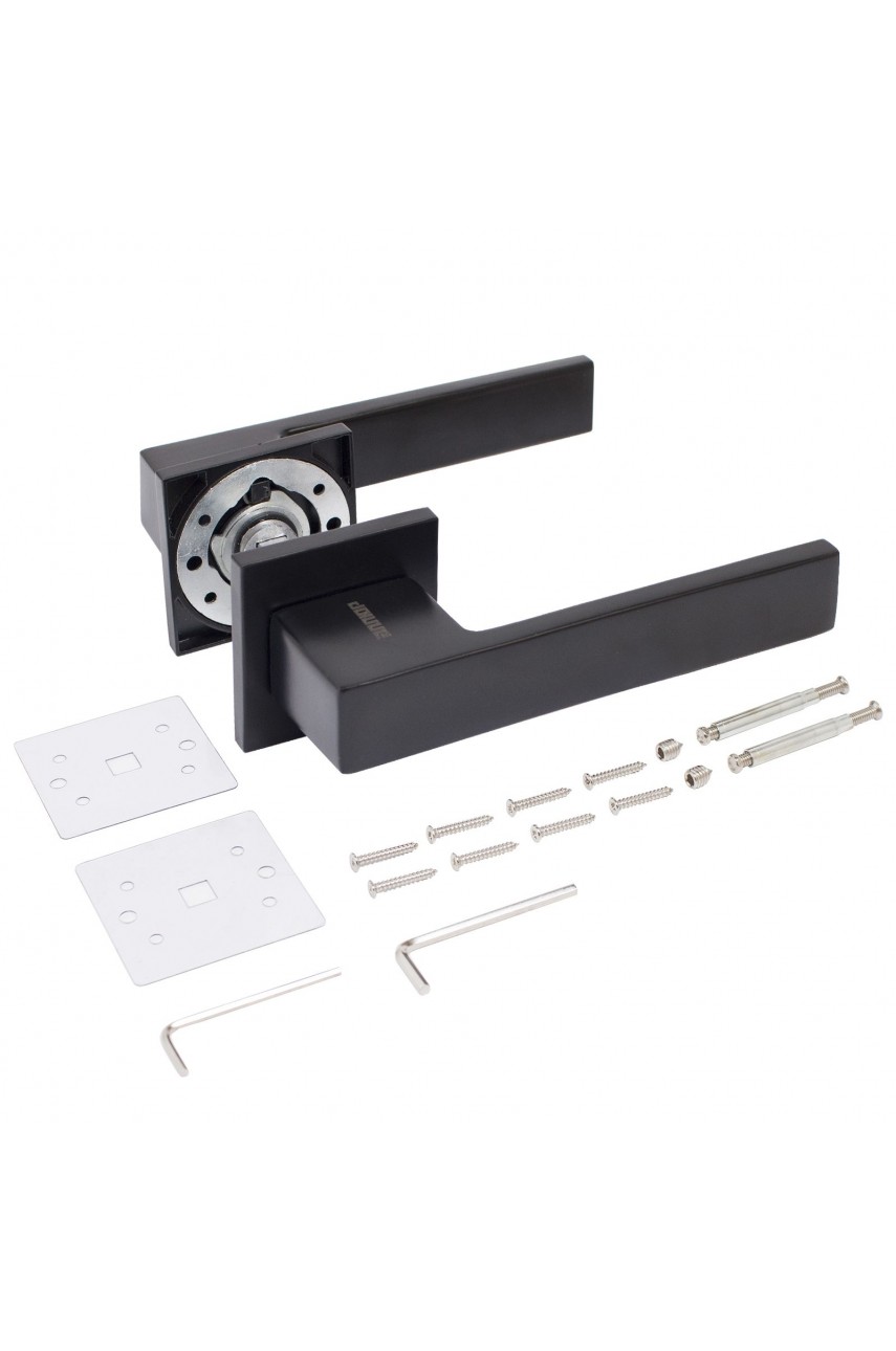 АЛЛЮР АРТ РИНГО BL+L45-8 BL (83150/S45) матовый черный Комплект ручка и защелка