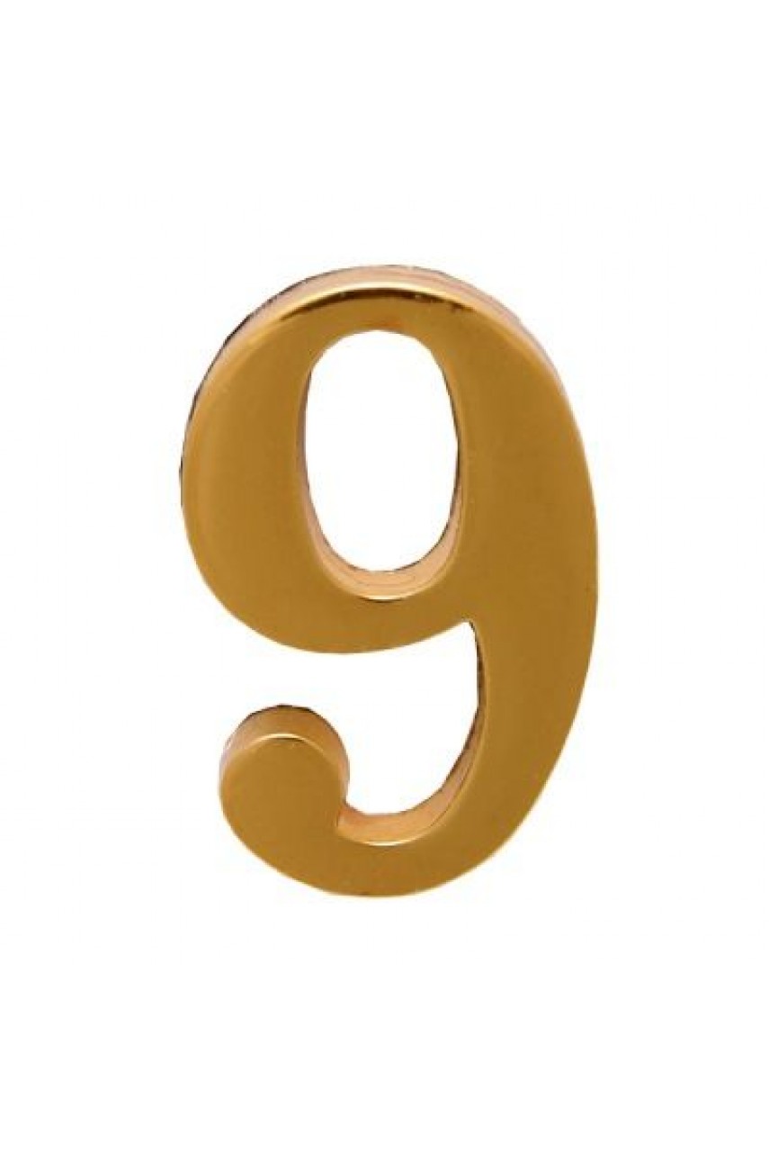 Цифра дверная АЛЛЮР '9' на клеевой основе  золото (600,20)