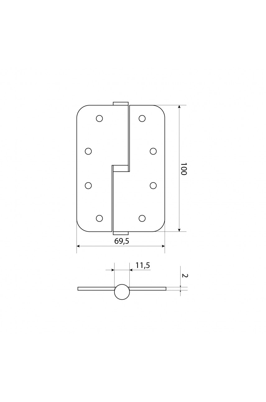 СТАНДАРТ 100х70х2,5 1BB-L (R14) BL матовый черный левая Петля дверная 1 шт (100,20)