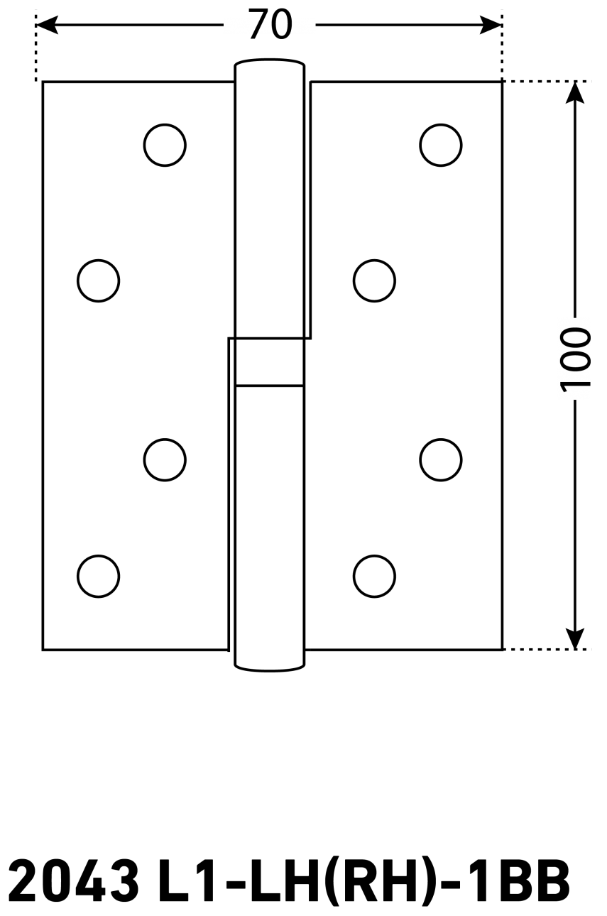 АЛЛЮР 2043 L1-LH-1BB-CP БЛИСТЕР Л хром 100х70 Петля дверная 2 шт