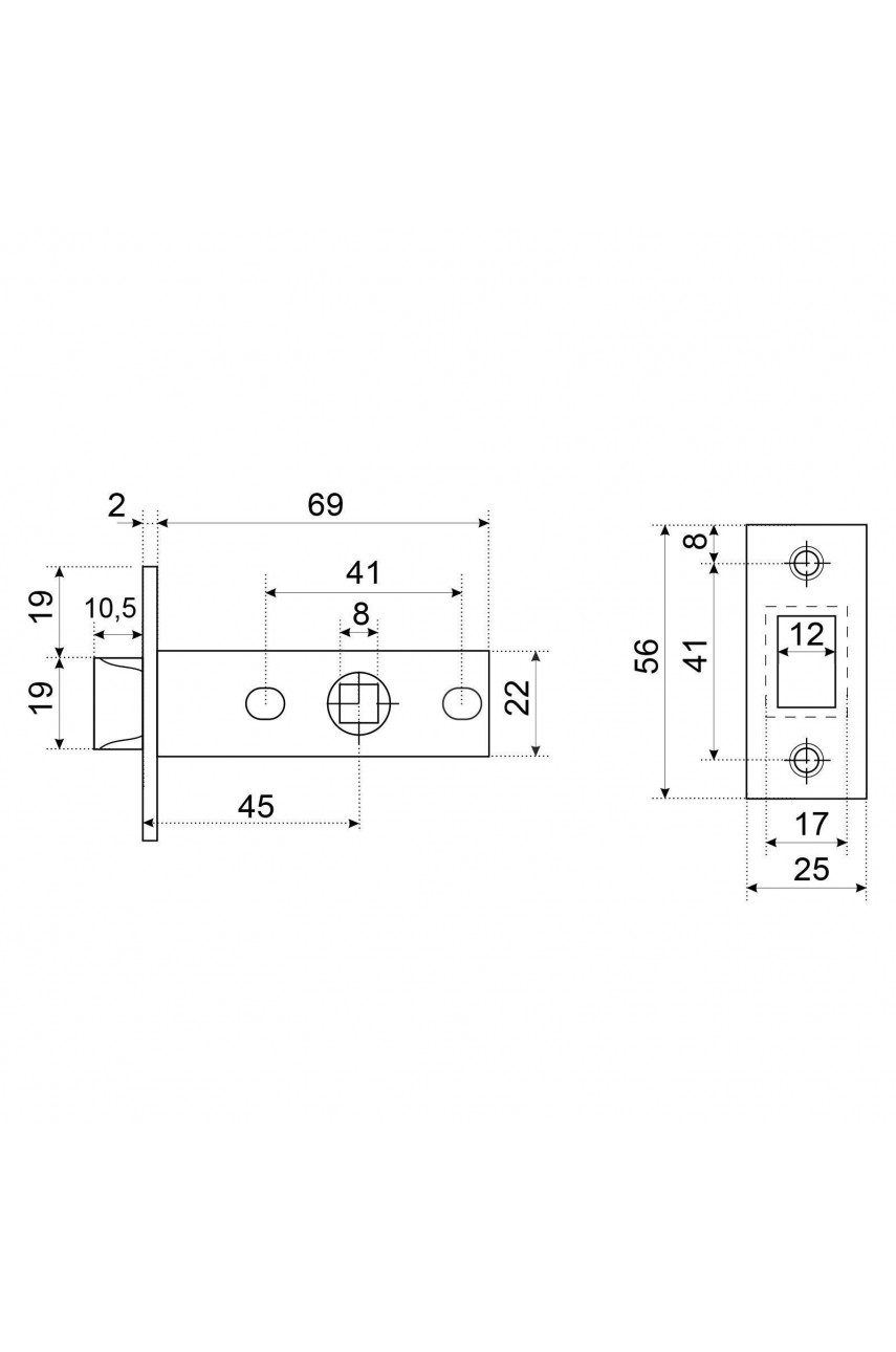 АЛЛЮР АРТ РИНГО SC+L45-8 SC (8390/S45) матовый хром Комплект ручка и защелка