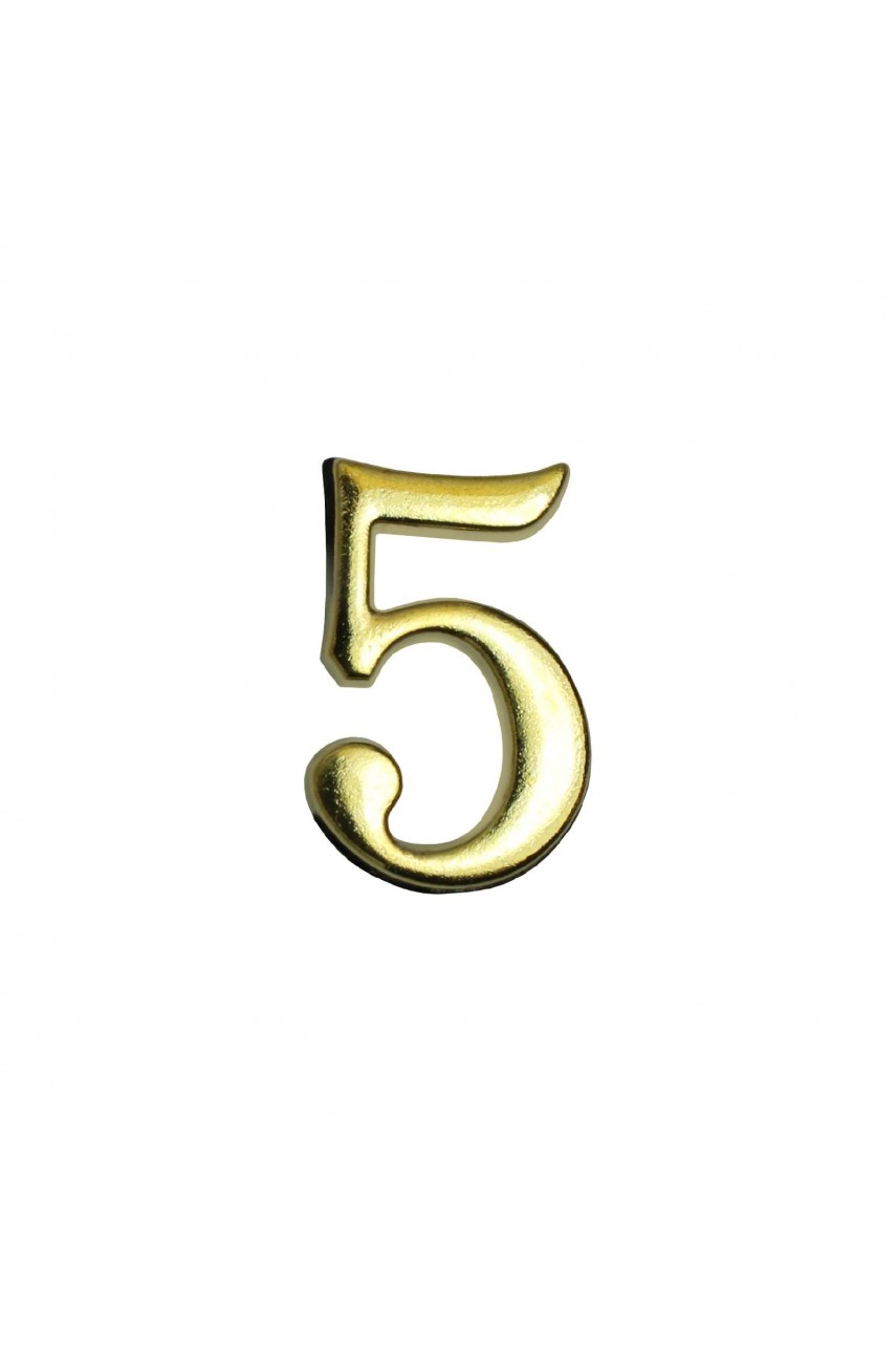 Цифра дверная АЛЛЮР '5' на клеевой основе  золото (600,20)