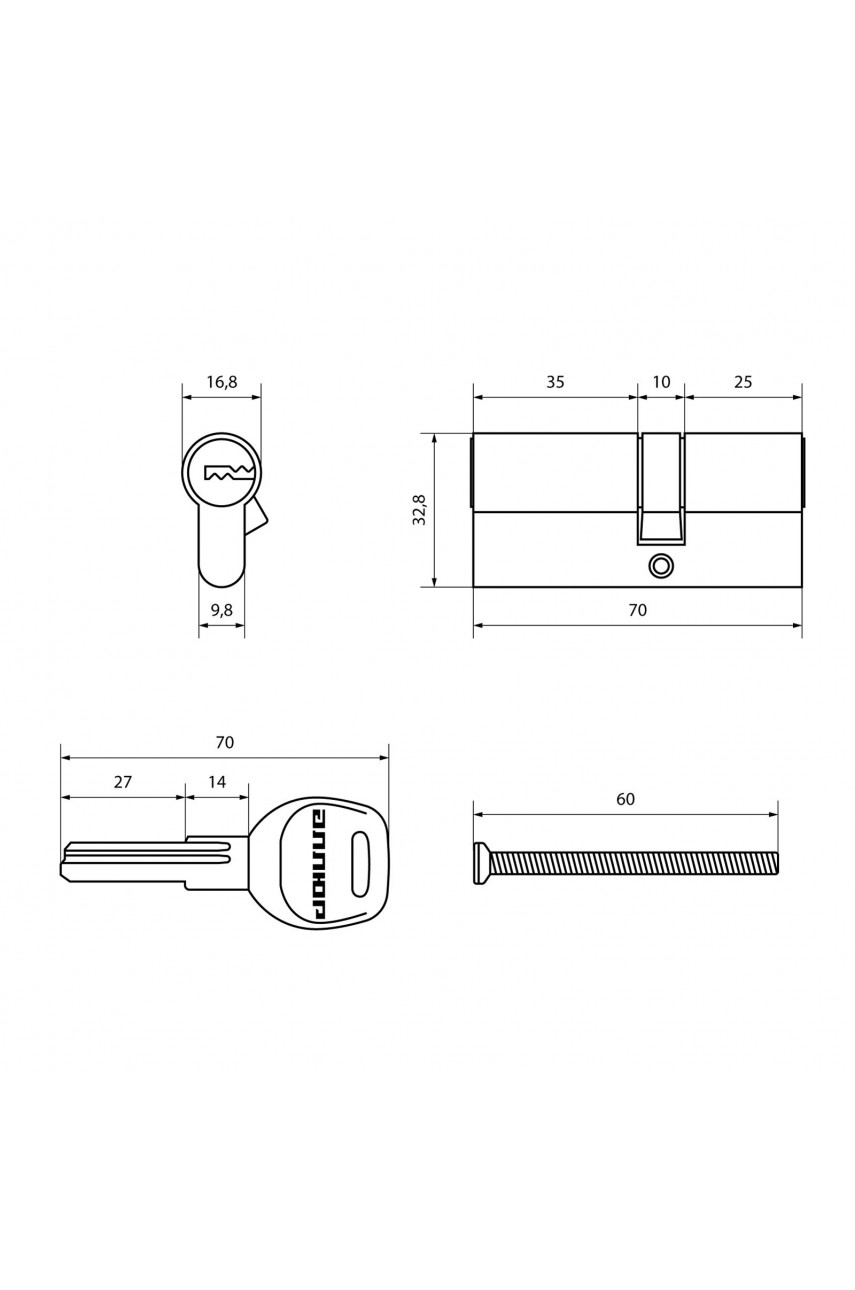АЛЛЮР HD F 70-5К BP[25x10x35] (30x40) латунь перф.кл Цилиндровый механизм
