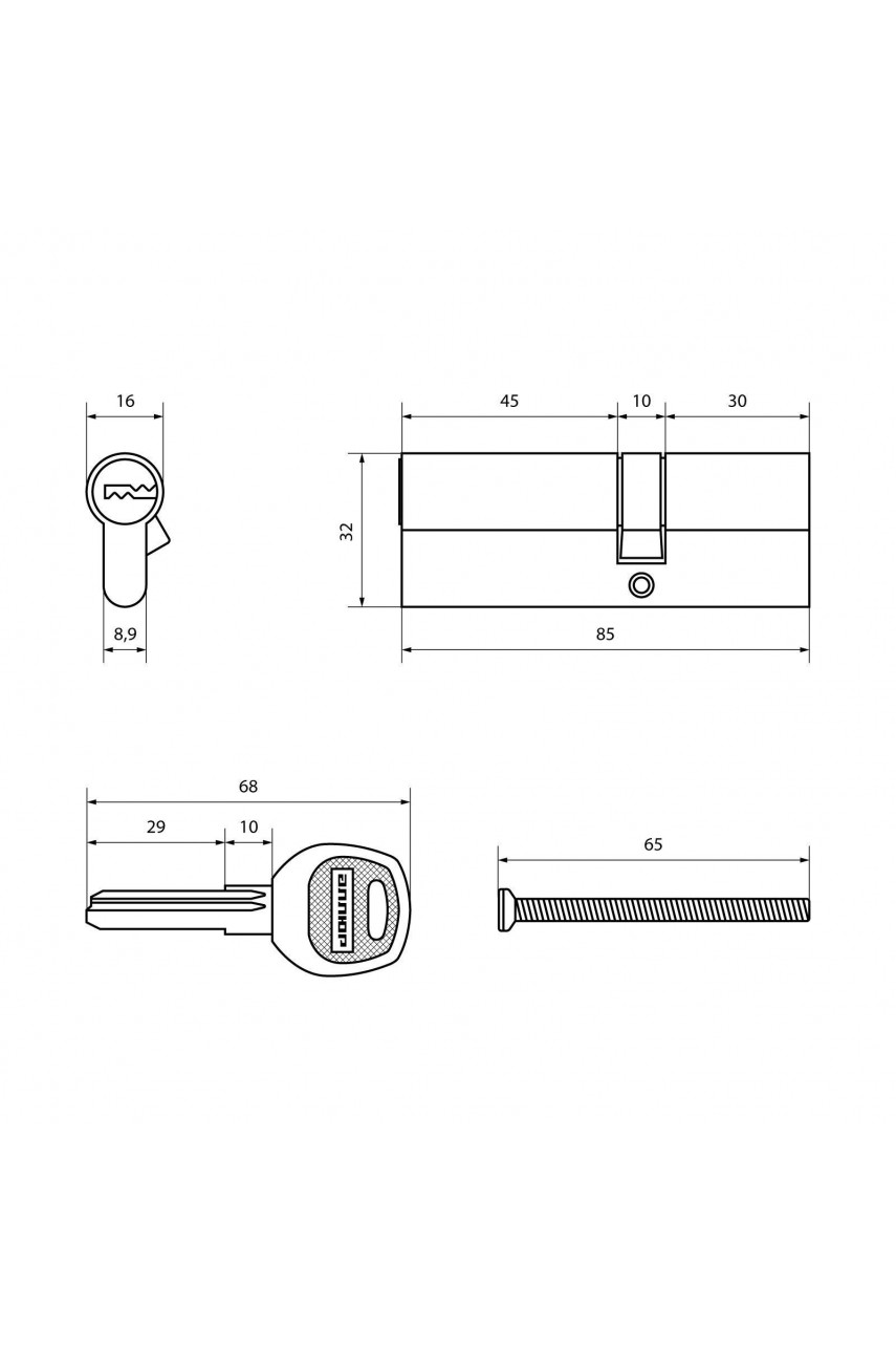 АЛЛЮР DL-01 85 (30х10х45) BP перекод.5+2 перфокл. Цилиндровый механизм