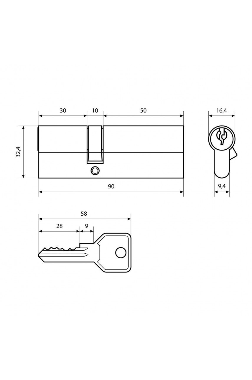 Стандарт Z.I.90-5K (30x10x50) CP 5кл англ.ключ/ключ Цилиндровый механизм
