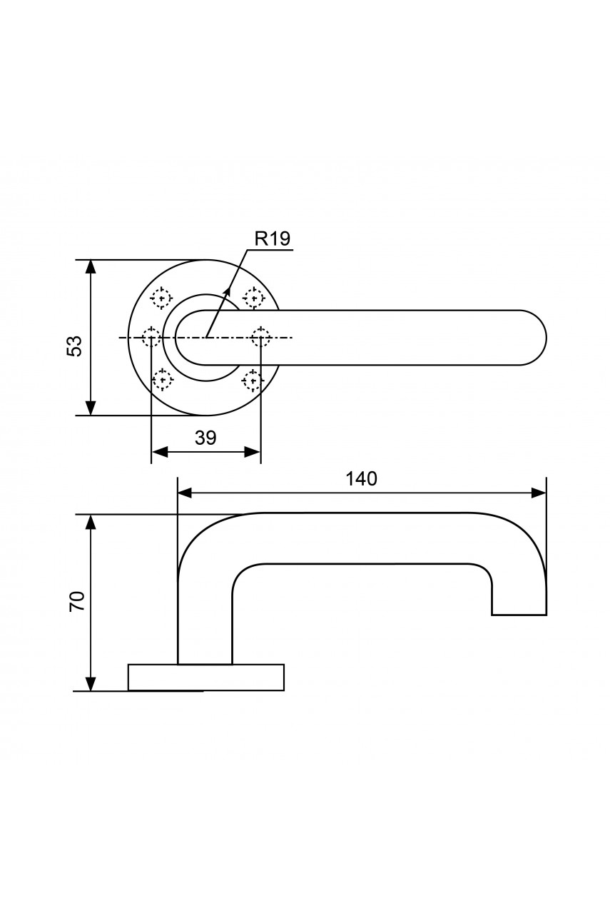 СТАНДАРТ 0203 SS (35-70) INOX нержавеющая сталь Комплект ручек