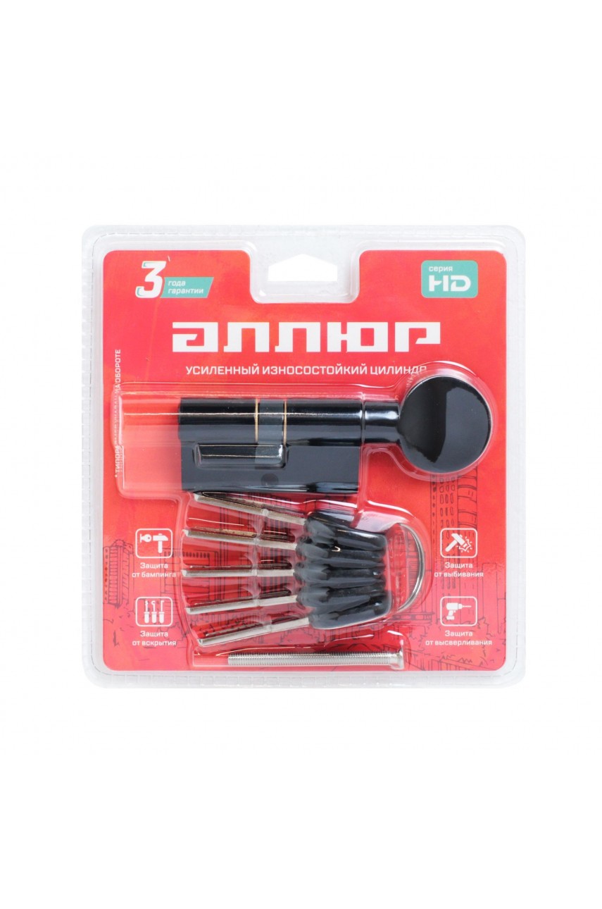 АЛЛЮР HD FG 60-5К BLACK (30x30G) черный перф.кл/верт Цилиндровый механизм