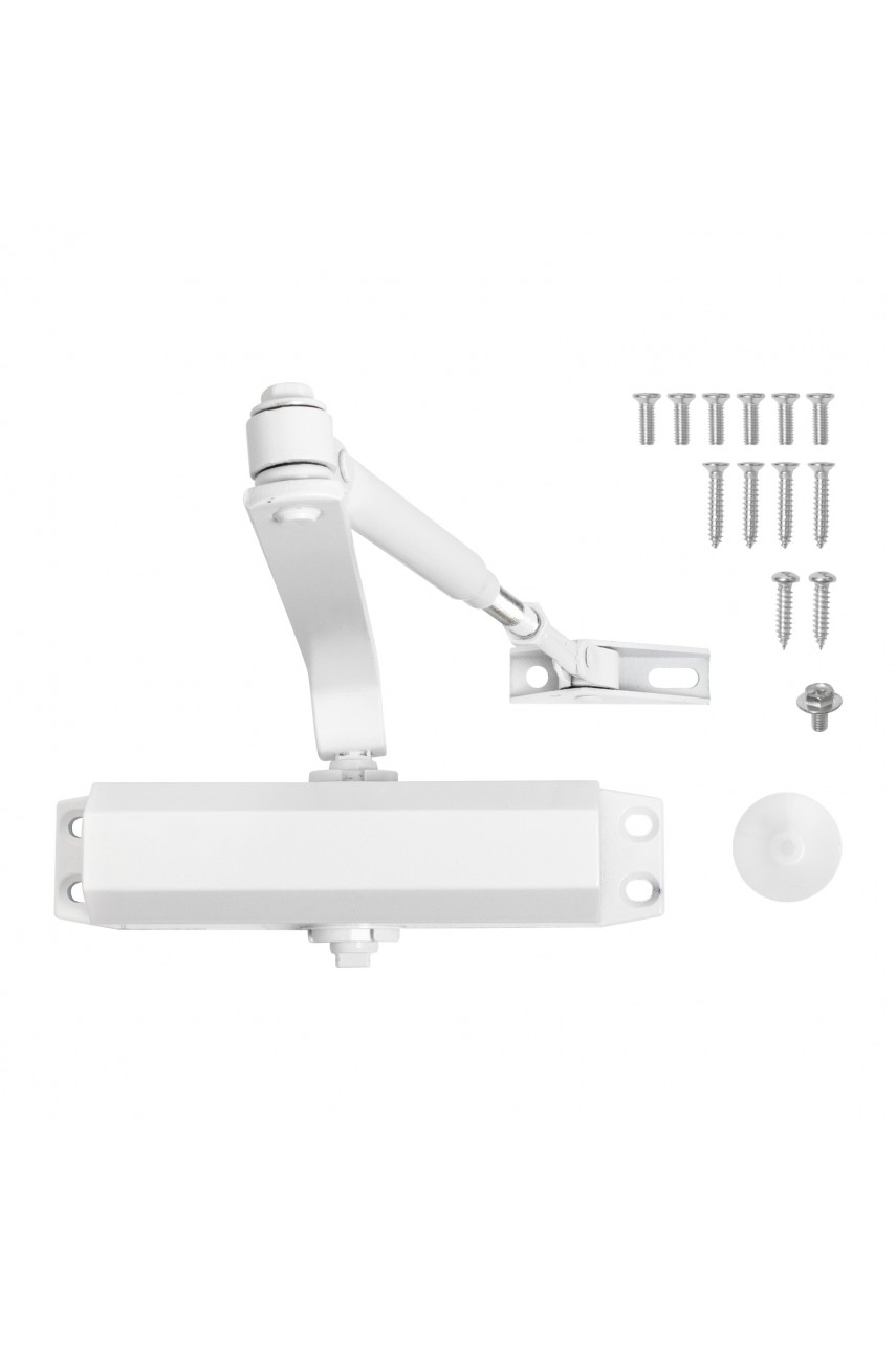 АЛЛЮР Доводчик дверной COMFORT ДД 165/3-4 A-W (до 100 кг) белый RAL9016, морозостойкий