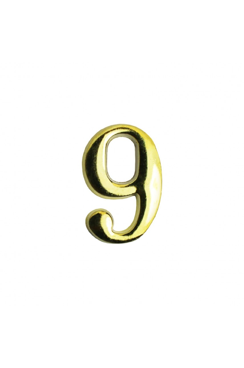Цифра дверная АЛЛЮР '9' на клеевой основе  золото (600,20)